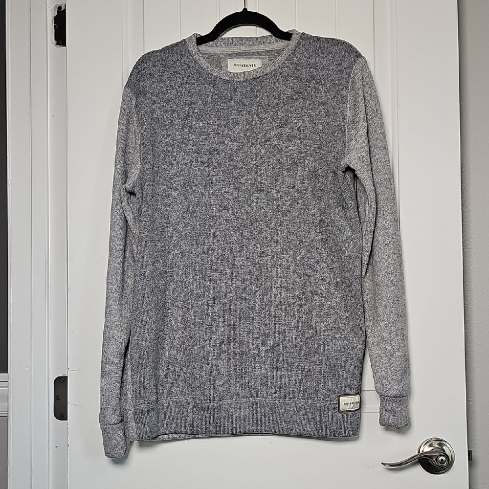Quicksilver L Gray Crewneck Sweater with Ribbed Cuffs and Hem